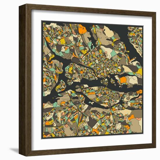 Stockholm Map-Jazzberry Blue-Framed Art Print