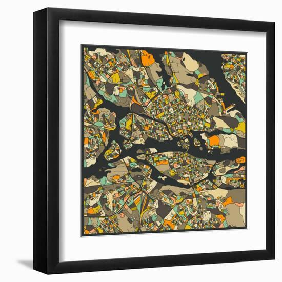 Stockholm Map-Jazzberry Blue-Framed Art Print