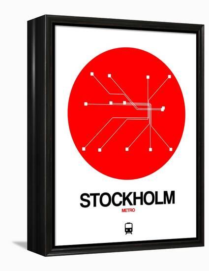 Stockholm Red Subway Map-NaxArt-Framed Stretched Canvas