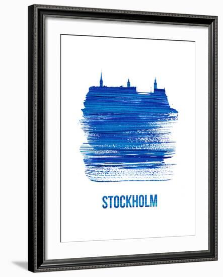 Stockholm Skyline Brush Stroke - Blue-NaxArt-Framed Art Print