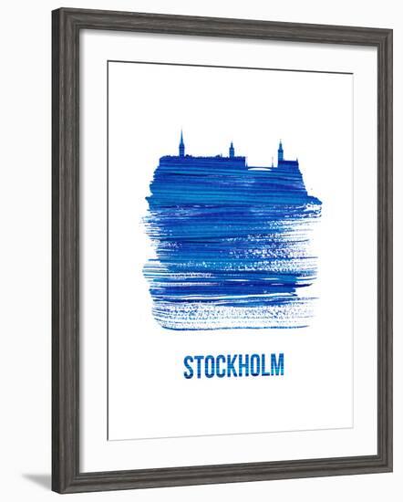 Stockholm Skyline Brush Stroke - Blue-NaxArt-Framed Art Print