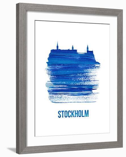 Stockholm Skyline Brush Stroke - Blue-NaxArt-Framed Art Print