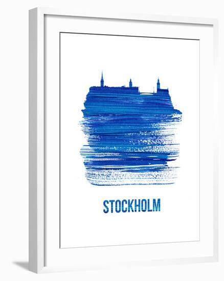 Stockholm Skyline Brush Stroke - Blue-NaxArt-Framed Art Print