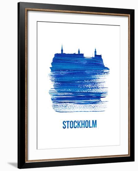 Stockholm Skyline Brush Stroke - Blue-NaxArt-Framed Art Print