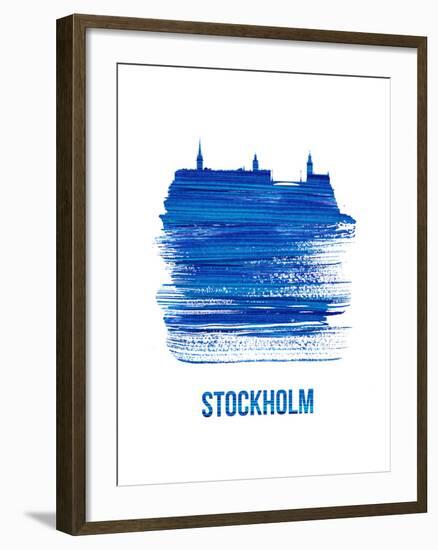 Stockholm Skyline Brush Stroke - Blue-NaxArt-Framed Art Print