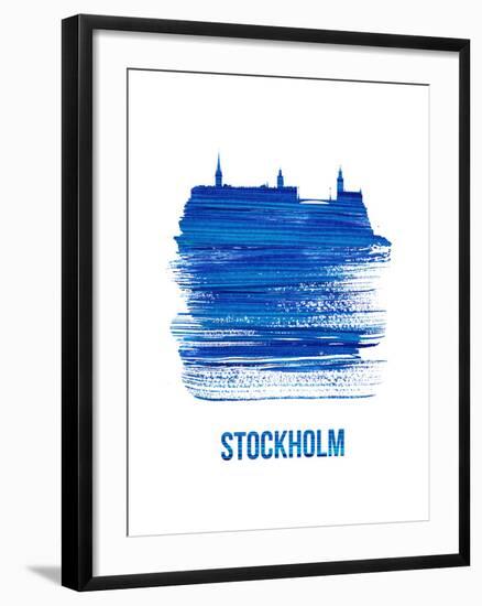 Stockholm Skyline Brush Stroke - Blue-NaxArt-Framed Art Print