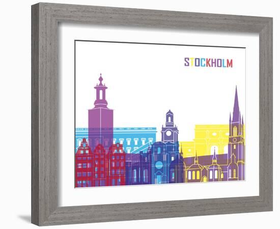 Stockholm Skyline Pop-paulrommer-Framed Art Print
