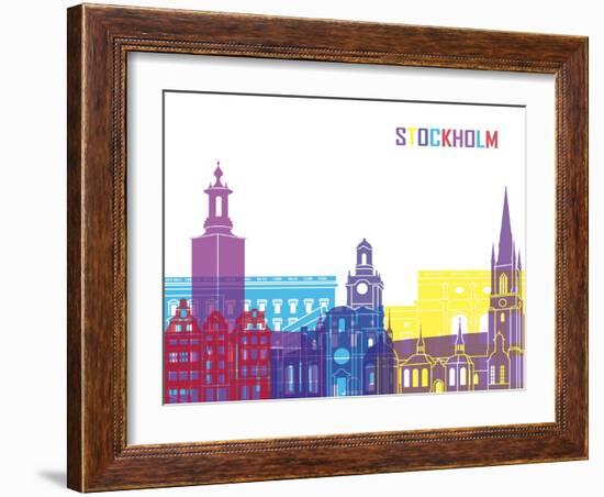 Stockholm Skyline Pop-paulrommer-Framed Art Print