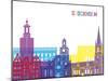 Stockholm Skyline Pop-paulrommer-Mounted Art Print