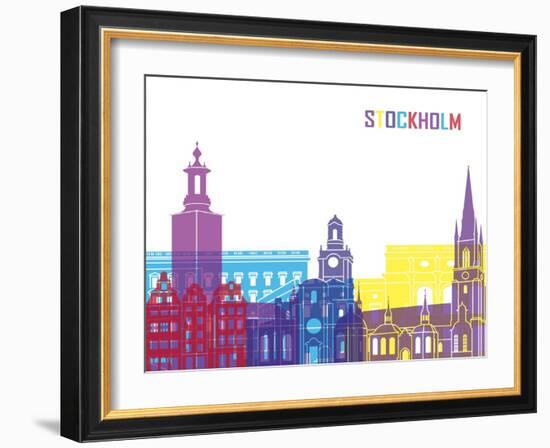 Stockholm Skyline Pop-paulrommer-Framed Art Print