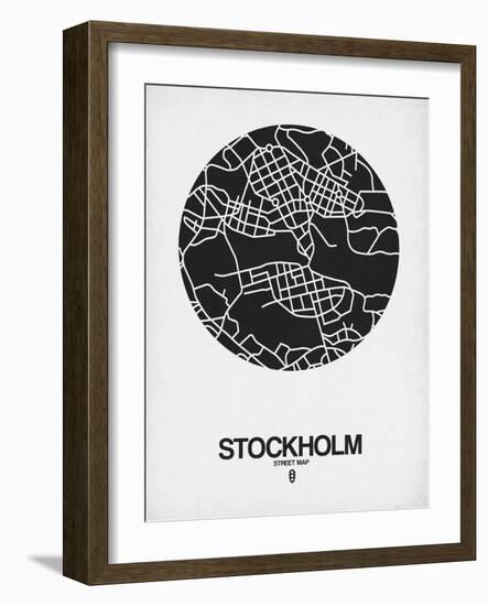 Stockholm Street Map Black on White-NaxArt-Framed Art Print