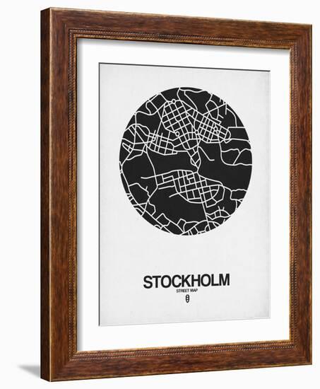 Stockholm Street Map Black on White-NaxArt-Framed Art Print