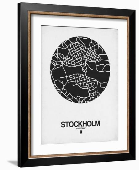 Stockholm Street Map Black on White-NaxArt-Framed Art Print