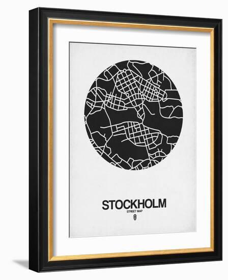 Stockholm Street Map Black on White-NaxArt-Framed Art Print