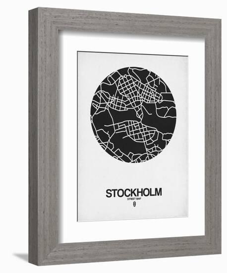 Stockholm Street Map Black on White-NaxArt-Framed Art Print