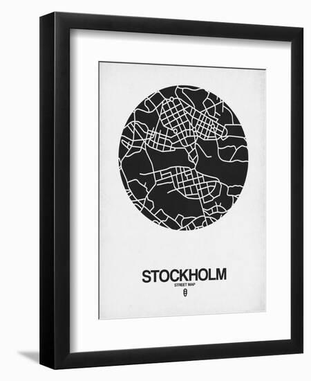 Stockholm Street Map Black on White-NaxArt-Framed Art Print