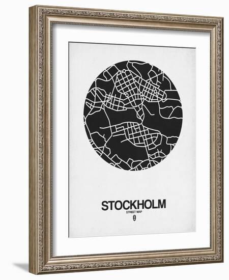 Stockholm Street Map Black on White-null-Framed Art Print