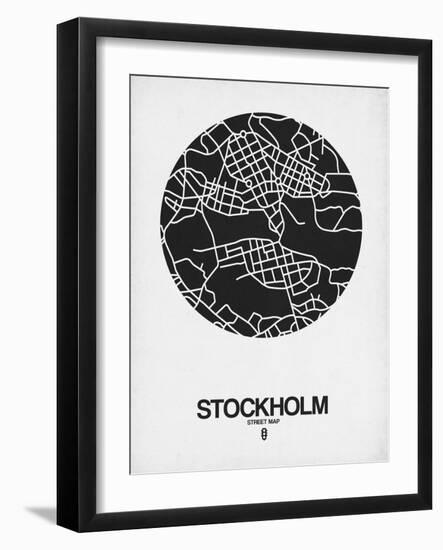 Stockholm Street Map Black on White-null-Framed Art Print