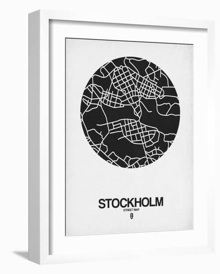 Stockholm Street Map Black on White-null-Framed Art Print