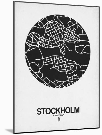 Stockholm Street Map Black on White-null-Mounted Art Print