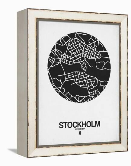 Stockholm Street Map Black on White-null-Framed Stretched Canvas