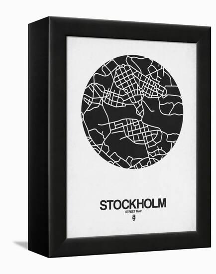 Stockholm Street Map Black on White-null-Framed Stretched Canvas