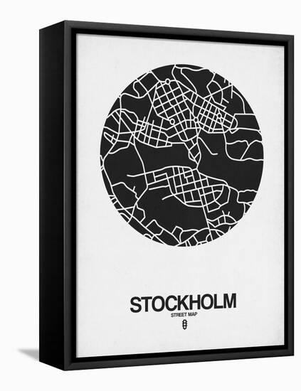 Stockholm Street Map Black on White-null-Framed Stretched Canvas