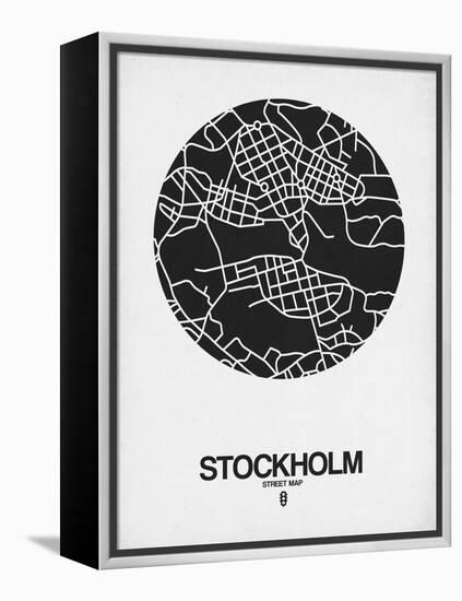 Stockholm Street Map Black on White-null-Framed Stretched Canvas