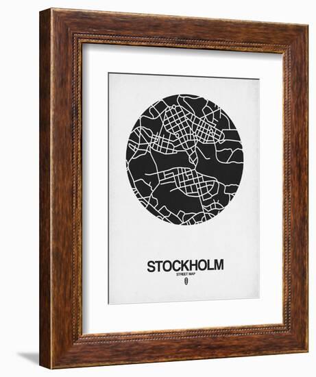 Stockholm Street Map Black on White-null-Framed Art Print