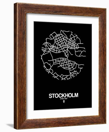 Stockholm Street Map Black-null-Framed Art Print