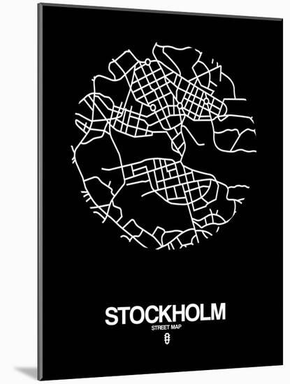 Stockholm Street Map Black-null-Mounted Art Print