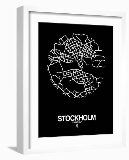 Stockholm Street Map Black-NaxArt-Framed Art Print