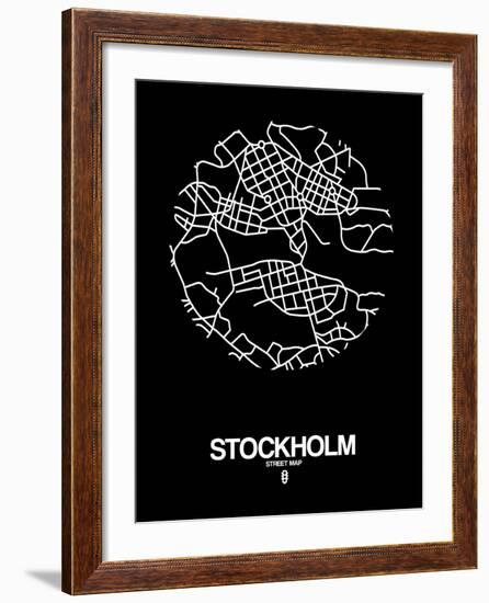 Stockholm Street Map Black-NaxArt-Framed Art Print