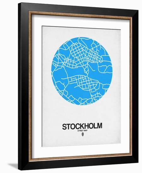 Stockholm Street Map Blue-NaxArt-Framed Art Print