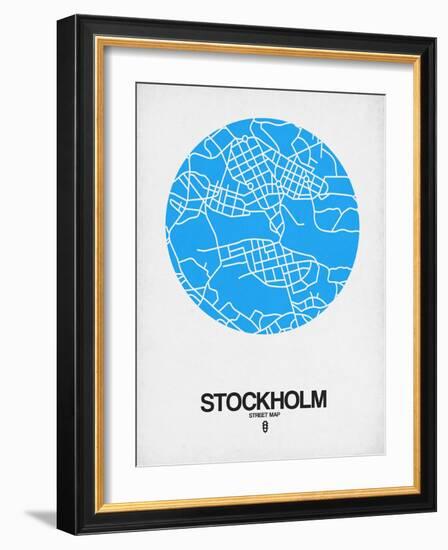 Stockholm Street Map Blue-NaxArt-Framed Art Print