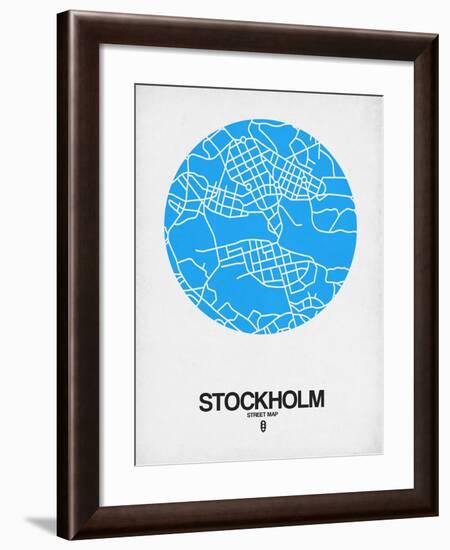 Stockholm Street Map Blue-NaxArt-Framed Art Print