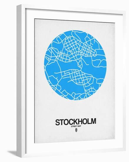 Stockholm Street Map Blue-NaxArt-Framed Art Print