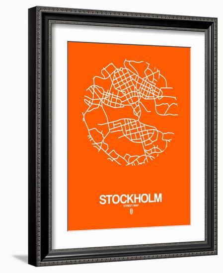 Stockholm Street Map Orange-NaxArt-Framed Art Print