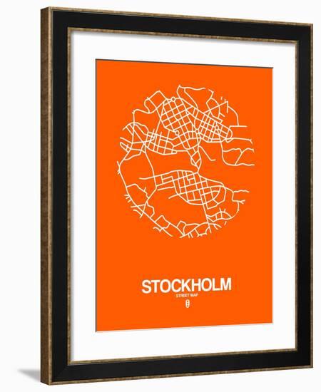 Stockholm Street Map Orange-NaxArt-Framed Art Print
