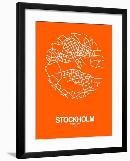 Stockholm Street Map Orange-NaxArt-Framed Art Print