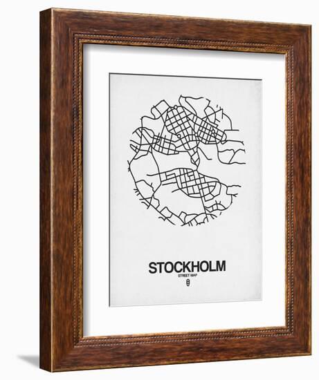 Stockholm Street Map White-NaxArt-Framed Art Print