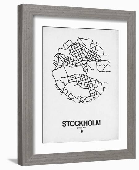 Stockholm Street Map White-NaxArt-Framed Art Print