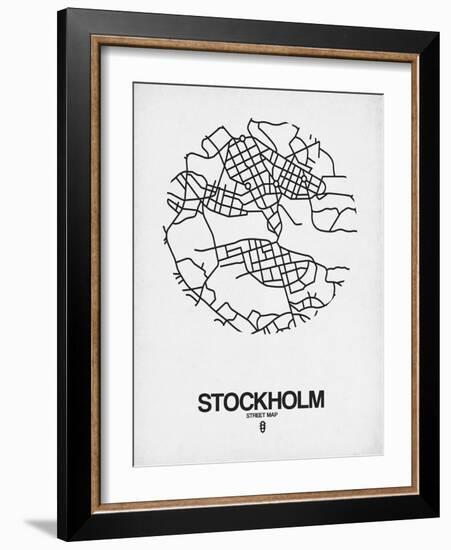 Stockholm Street Map White-NaxArt-Framed Art Print