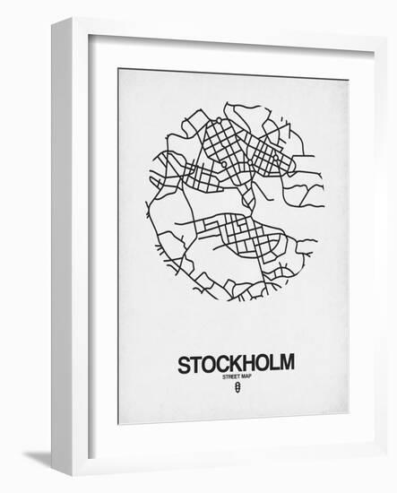 Stockholm Street Map White-NaxArt-Framed Art Print