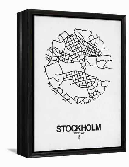 Stockholm Street Map White-NaxArt-Framed Stretched Canvas