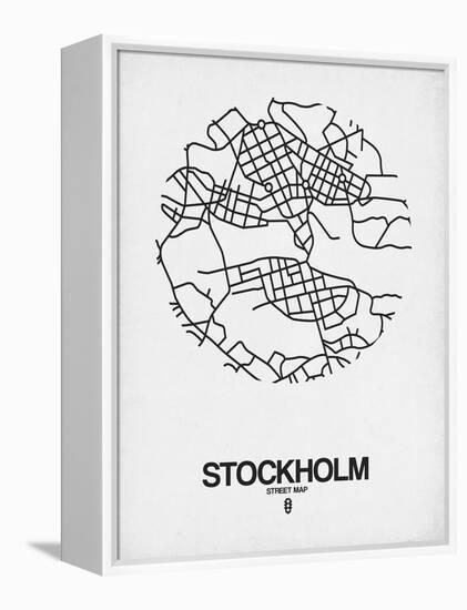 Stockholm Street Map White-NaxArt-Framed Stretched Canvas