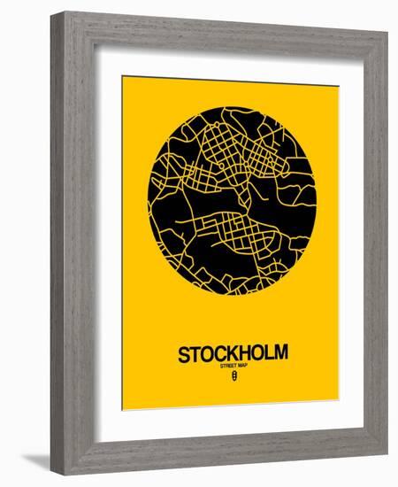 Stockholm Street Map Yellow-NaxArt-Framed Art Print