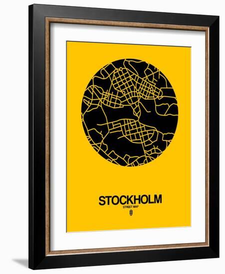 Stockholm Street Map Yellow-NaxArt-Framed Art Print