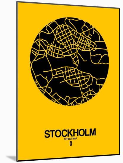 Stockholm Street Map Yellow-NaxArt-Mounted Art Print