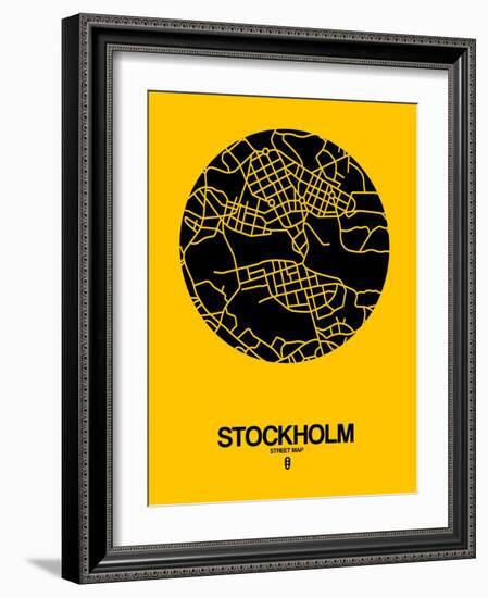 Stockholm Street Map Yellow-NaxArt-Framed Art Print